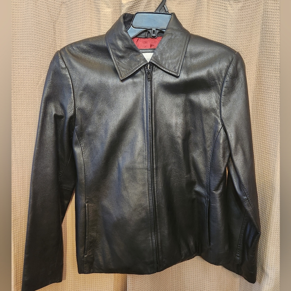 Lambskin Worthington Black Leather Jacket Size MED